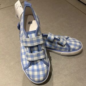 H&M Blue and White Gingham Slip-On Sneakers